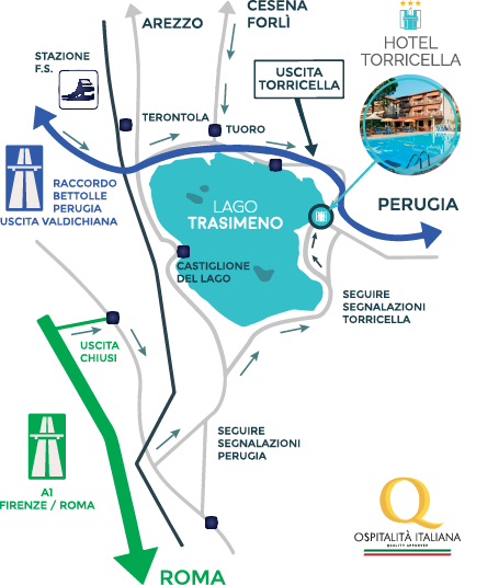 Dove si trova Hotel Torricella - Come arrivare all'Hotel sul lago Trasimeno